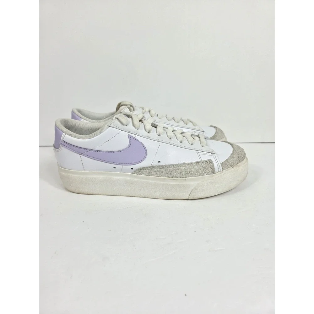 Nike Blazer Low Shoes Sneakers White / Lilac Womens 8.5 Platform Purple